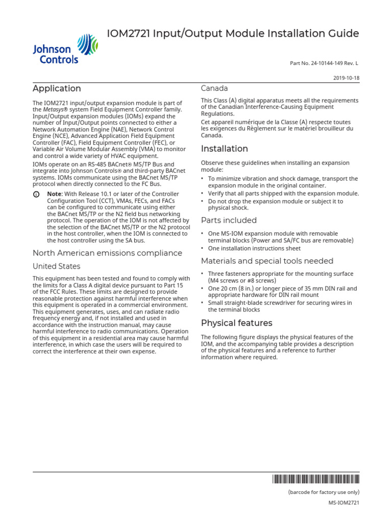 IOM2721 Module Installation Guide | PDF | Electrical Wiring ...