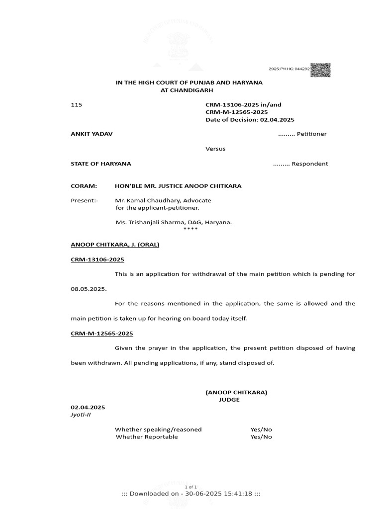 High Court Ruling on Petition Withdrawal | PDF
