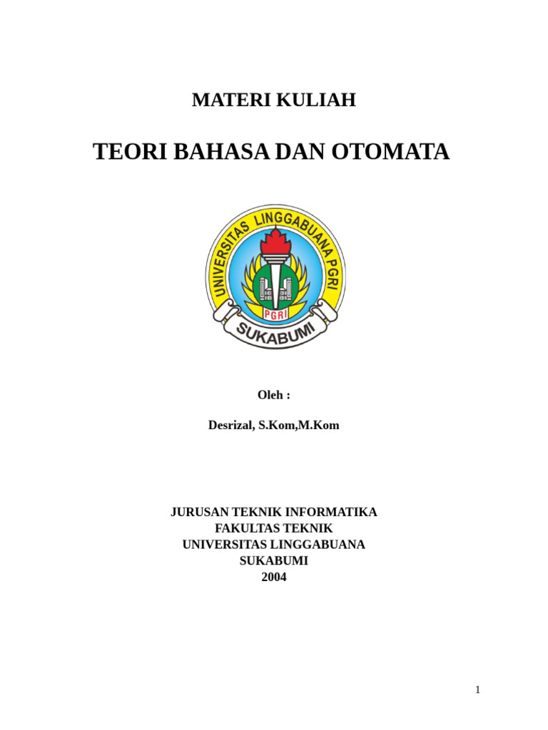 Teori Bahasa dan Otomata dalam Informatika | PDF
