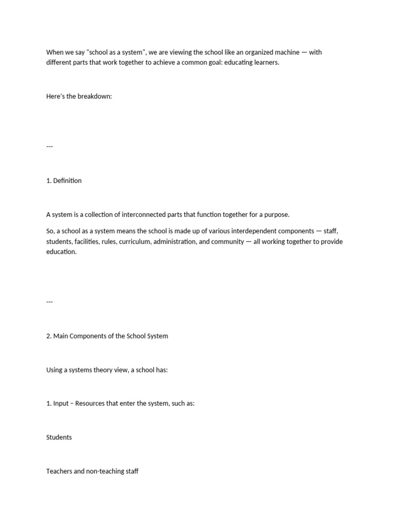 Understanding School as a System | PDF