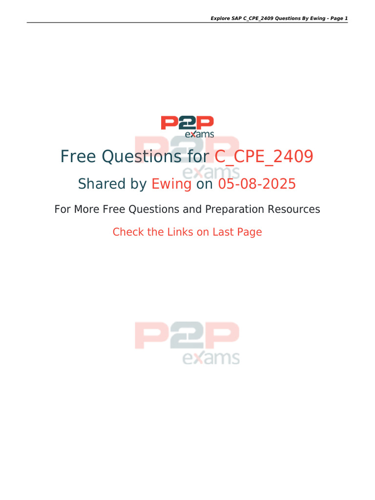 Explore Sap C Cpe 2409 Questions by Ewing | PDF | Multiple Choice ...