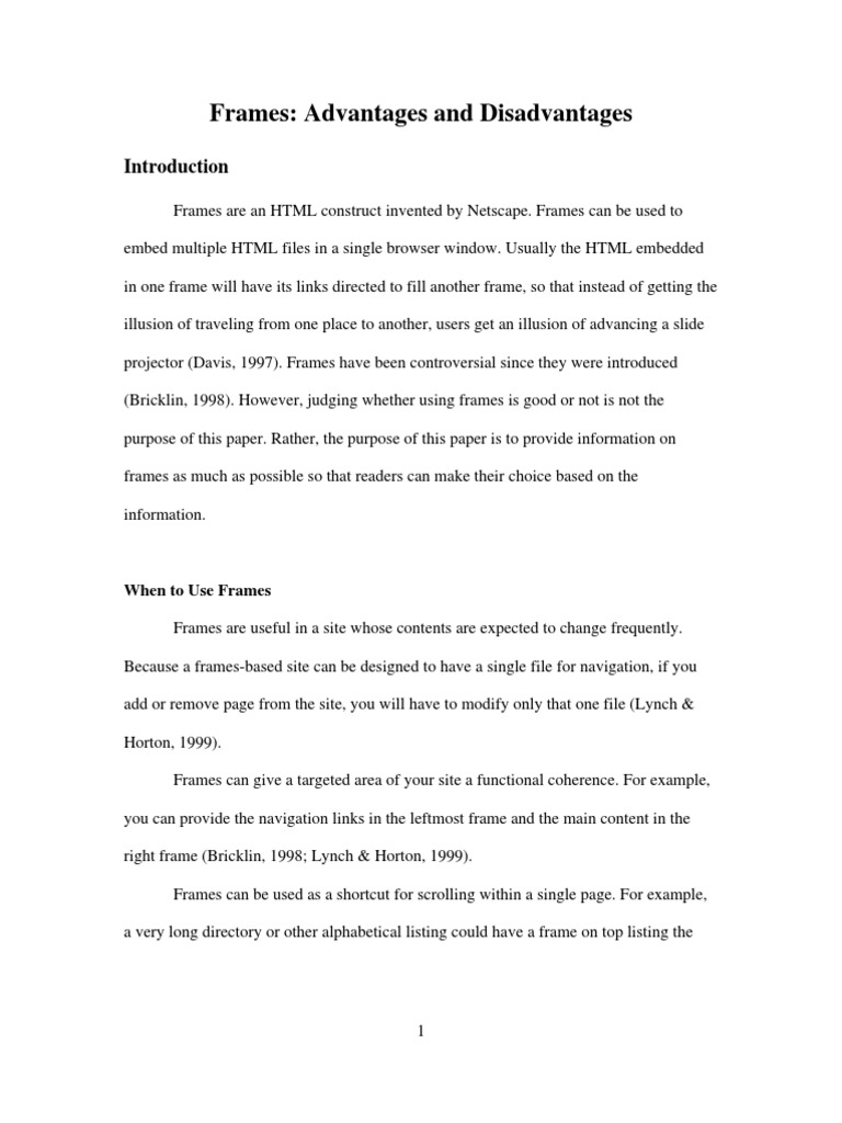 Frames Advantages and Disadvantages When To Use Frames PDF 