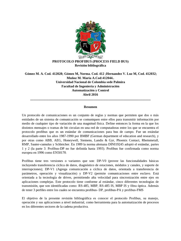 Protocolo PROFIBUS: Comunicación Industrial | PDF | Tecnología de ...