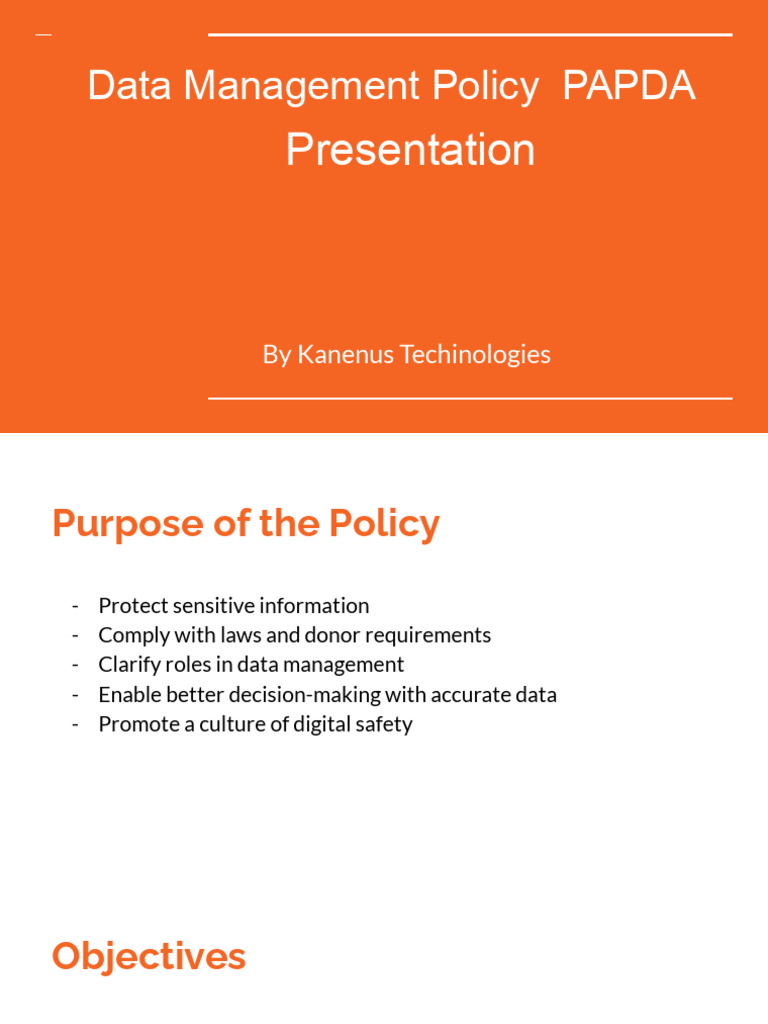 PAPDA Data Management Policy Overview | PDF | Information Security | Backup