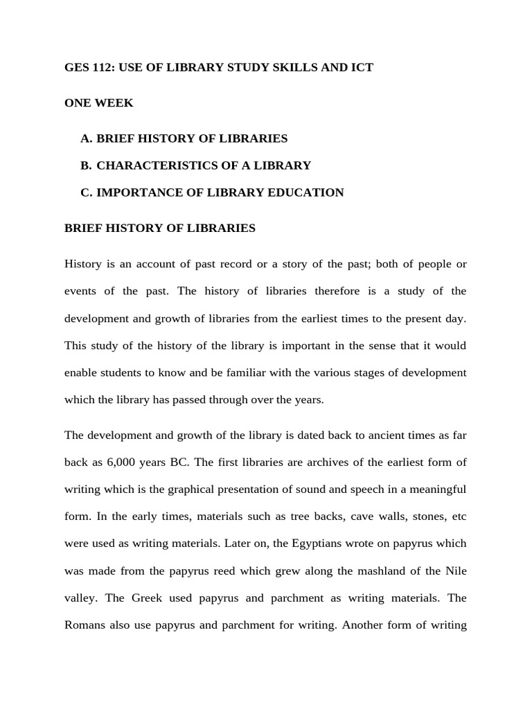 Library History and Education Overview | PDF | Writing | Libraries