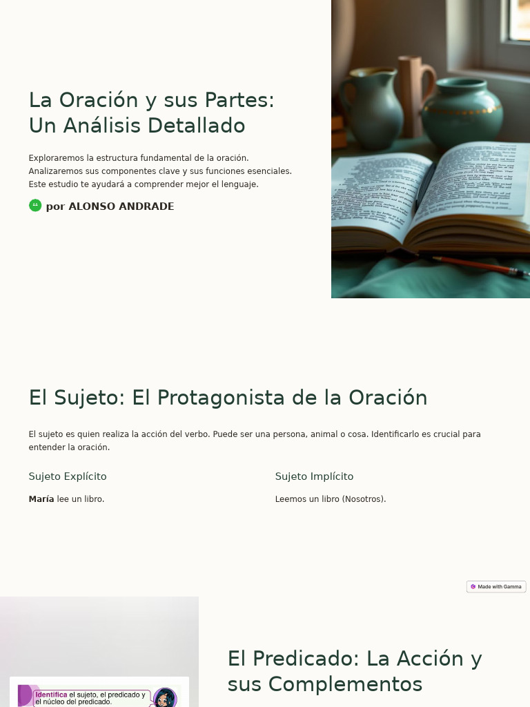 La Oracion y Sus Partes Un Analisis Detallado | PDF | Oración ...