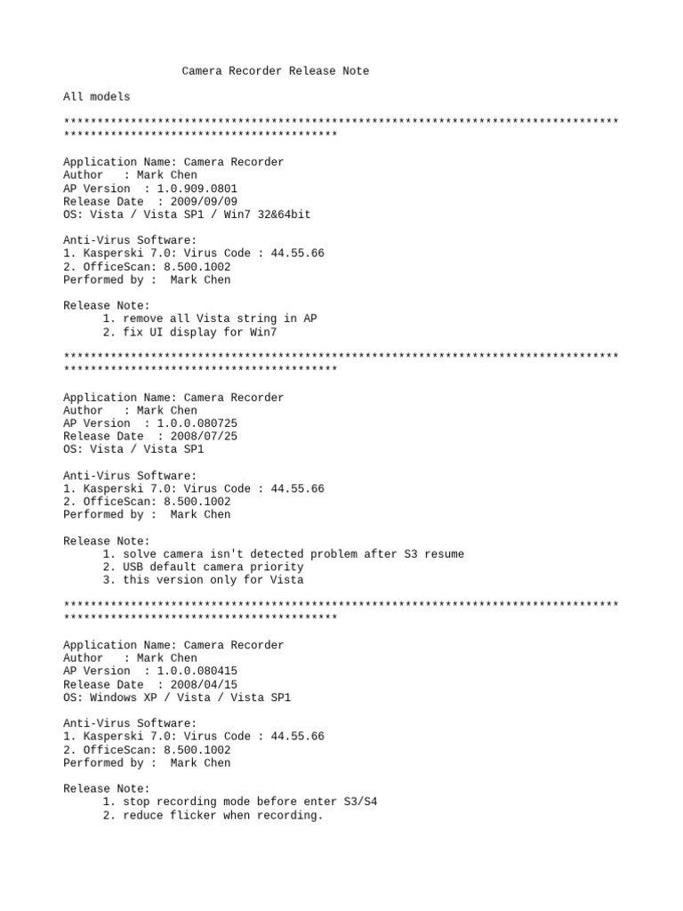 Release Note | PDF | Windows Vista | Computer Virus