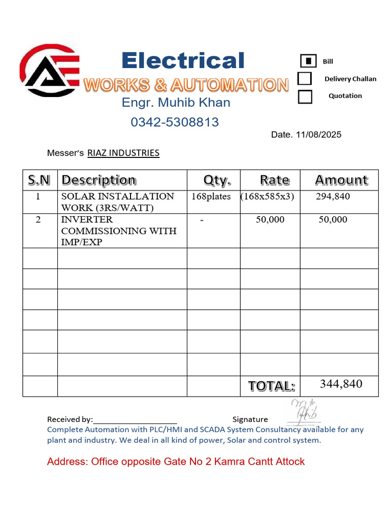 Solar Installation Quotation SR271 | PDF