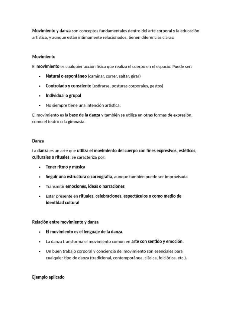 Movimiento y danza en el arte corporal | PDF