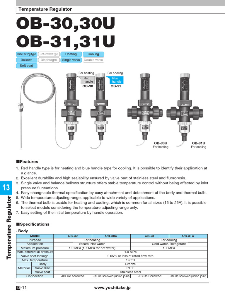 OB-30/31 Temperature Regulators Overview | PDF | Valve | Pipe (Fluid ...