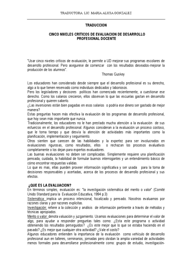 Thomas Guskey | PDF | Evaluación | Aprendizaje