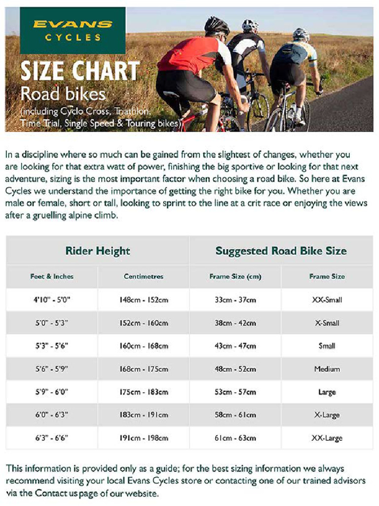 Evans Cycles Road Bike Size Guide2 | PDF
