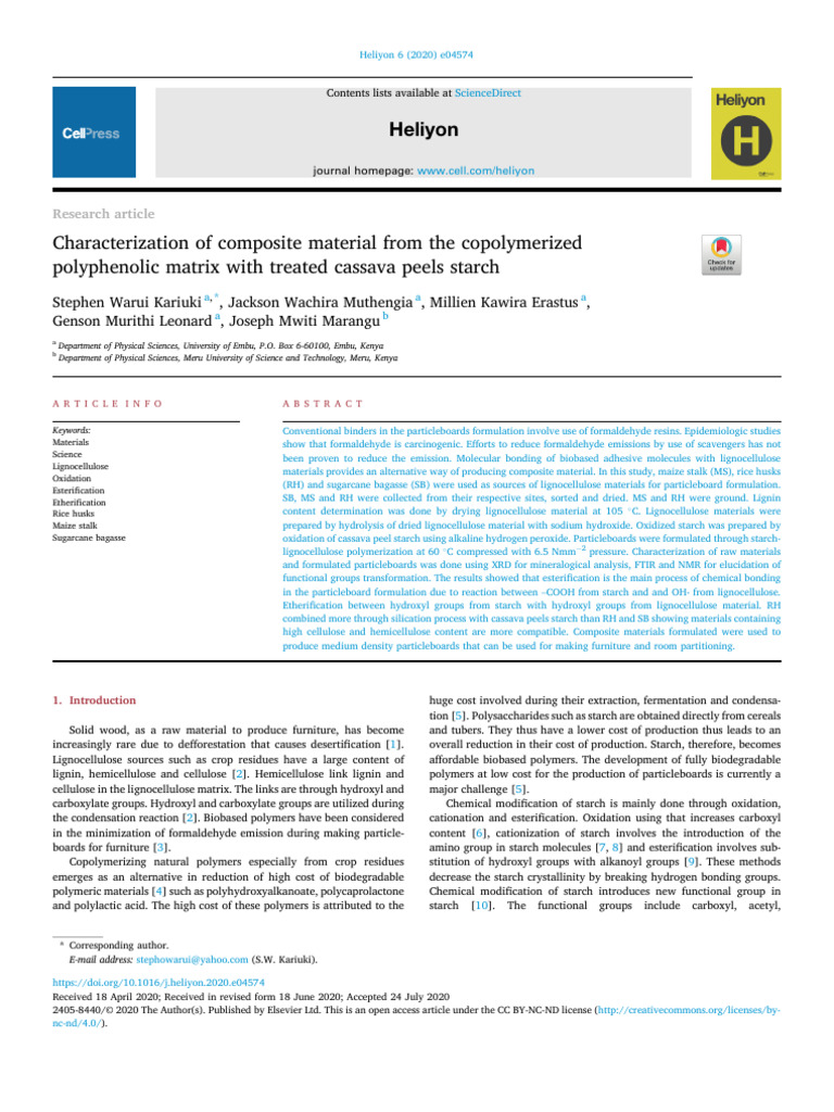 Composite Materials from Lignocellulose and Starch | PDF | Cellulose ...