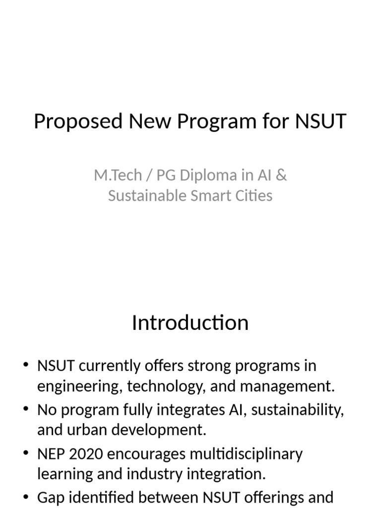 NSUT M.Tech in AI & Smart Cities Program | PDF | Artificial ...