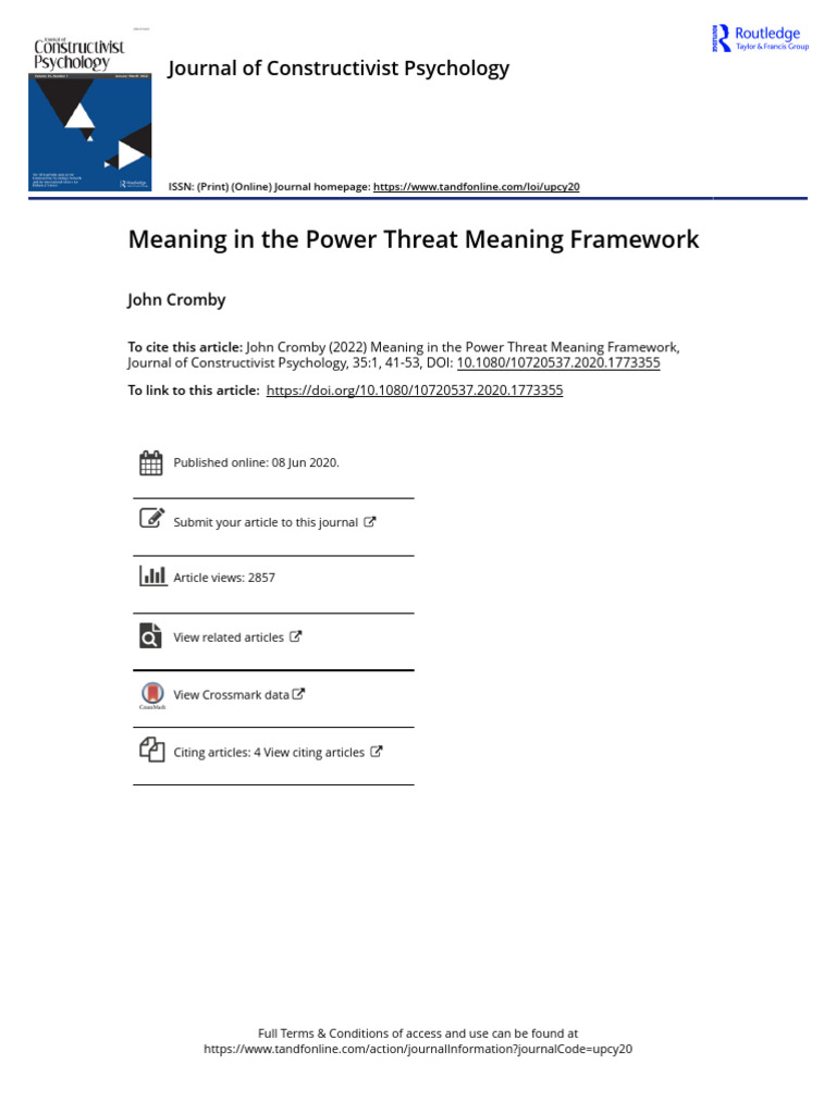 Meaning in the Power Threat Framework | PDF | Emotions | Psychiatry