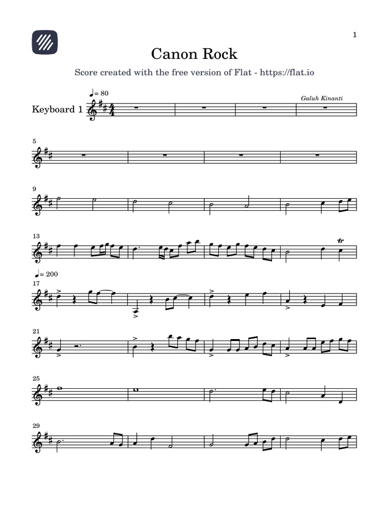 Canon Rock Keyboard Sheet Music | PDF
