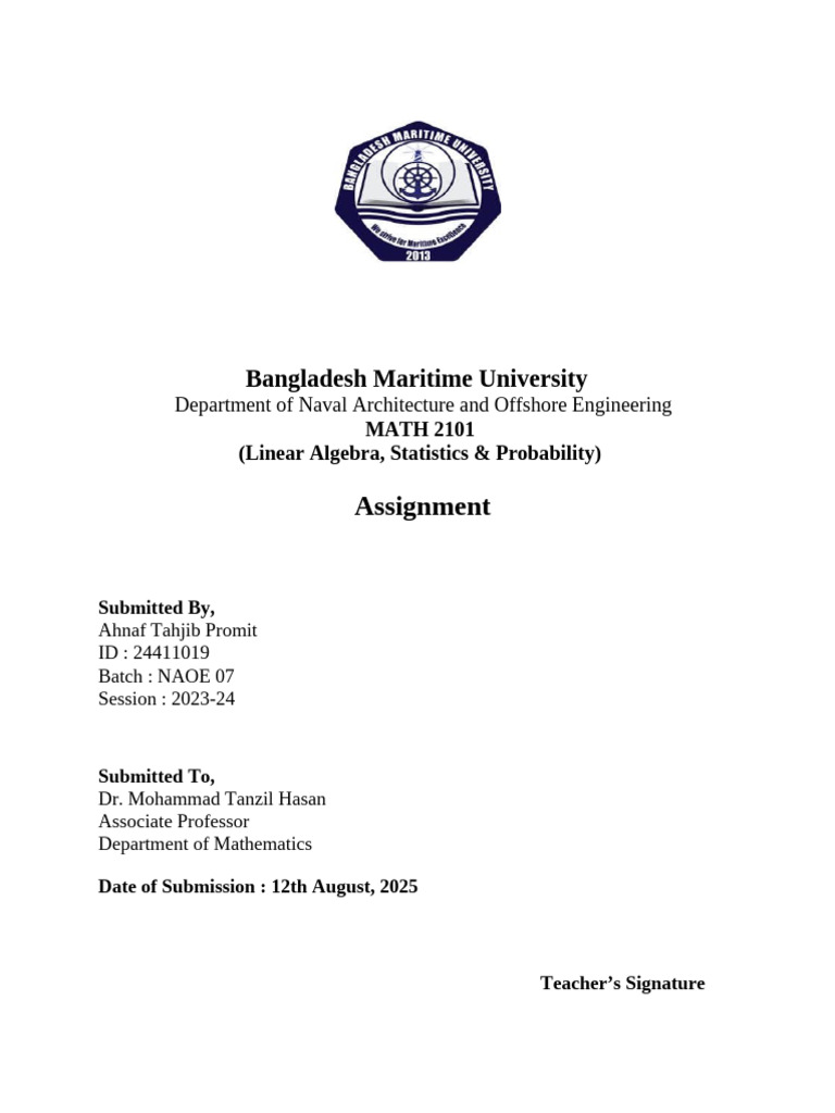 MATH 2101 Assignment Submission | PDF