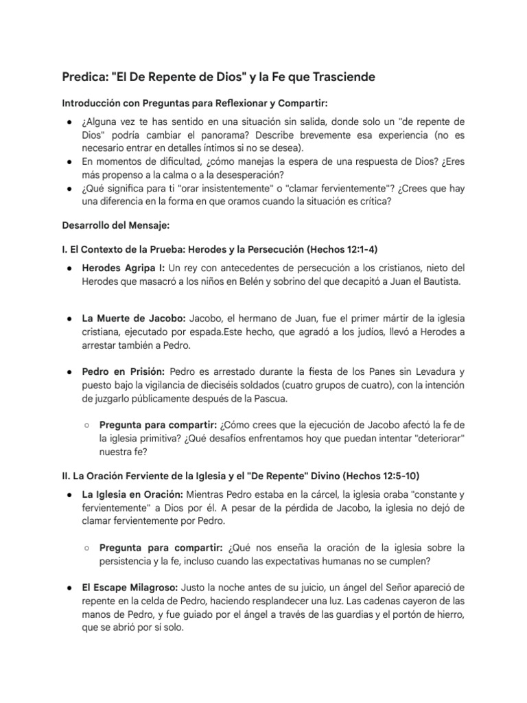 El de Repente de Dios y La Fe Que Trasciende - Grupos Vida | PDF | Oración