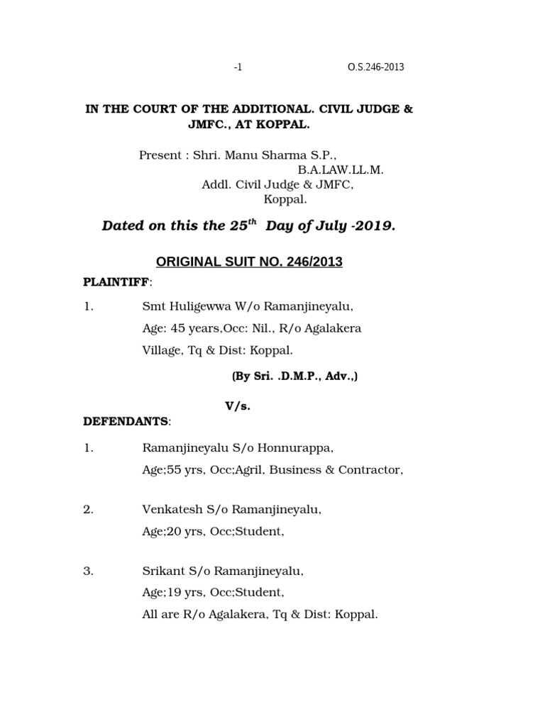 Koppal Maintenance Suit Judgment | PDF | Lawsuit | Legal Remedy