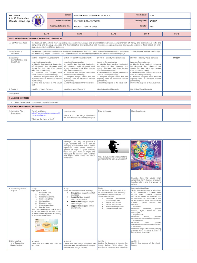 Print English4 q1 w7 DLL Edited | PDF | Reading Comprehension | Image