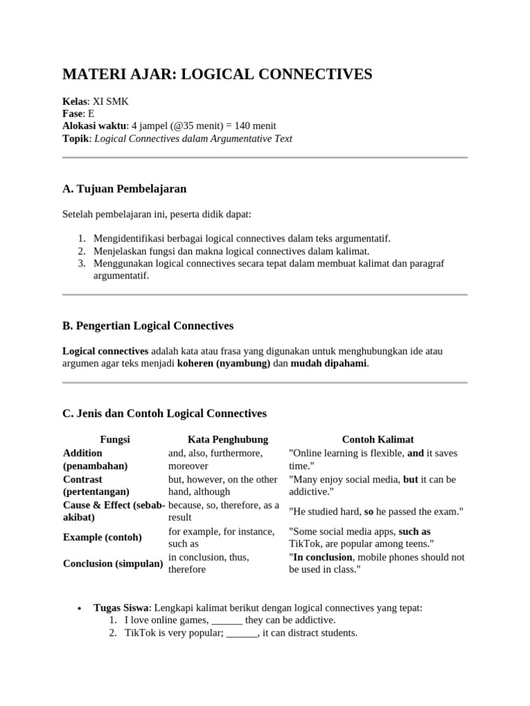 Logical Connectives in Argumentative Text | PDF