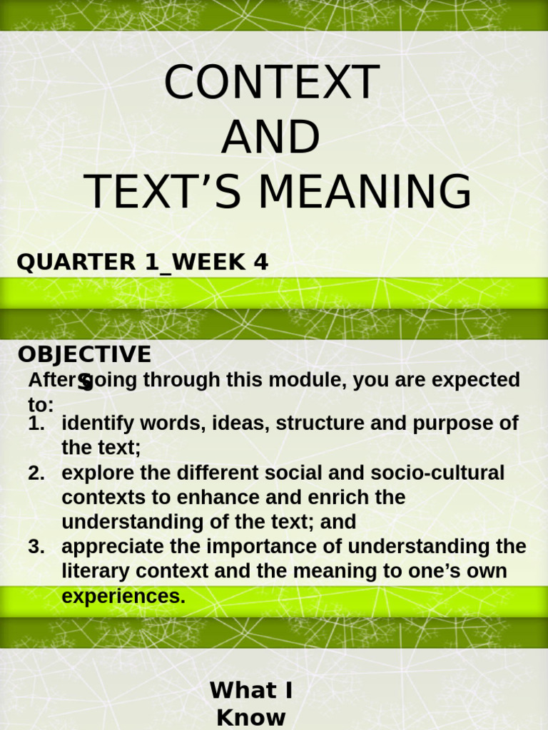 LAS - Q1 - Week 4 - Context and Texts Meaning | PDF