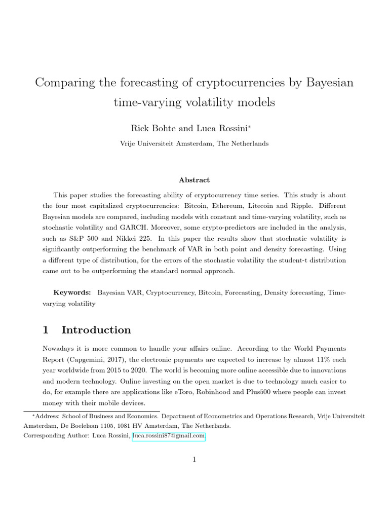 Cryptocurrency Forecasting with Bayesian Models | PDF | Vector ...
