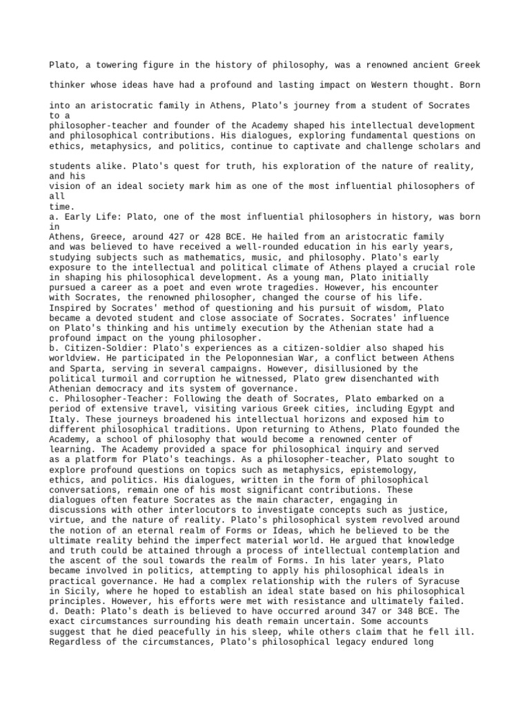Plato: Philosophy, Legacy, and Allegory | PDF | Plato | Knowledge