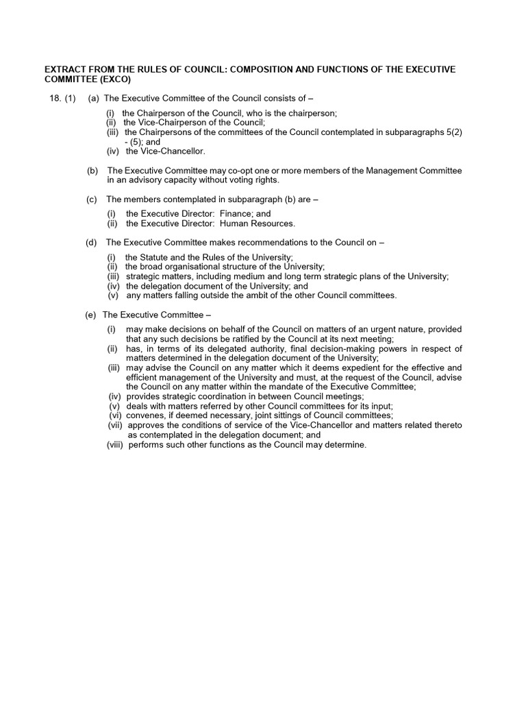 Functions of the Executive Committee | PDF | Government | Justice