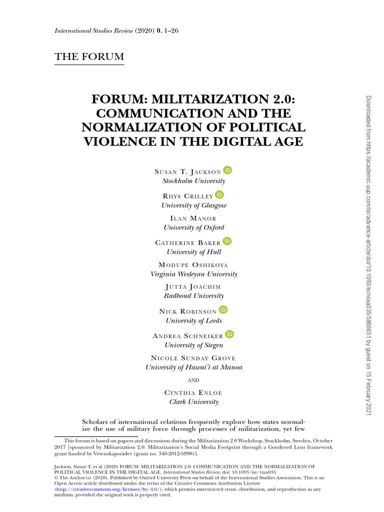 Forum - Militarization 2.0 - Communication and The Normalization of ...