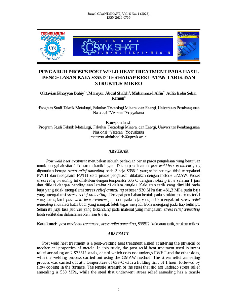 Pengaruh PWHT pada Baja S355J2 | PDF