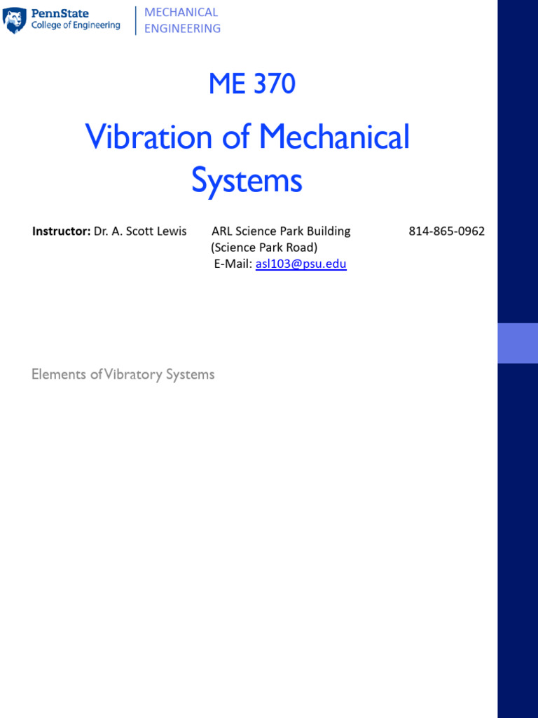 Vibration Analysis in Mechanical Systems | PDF | Damping | Force