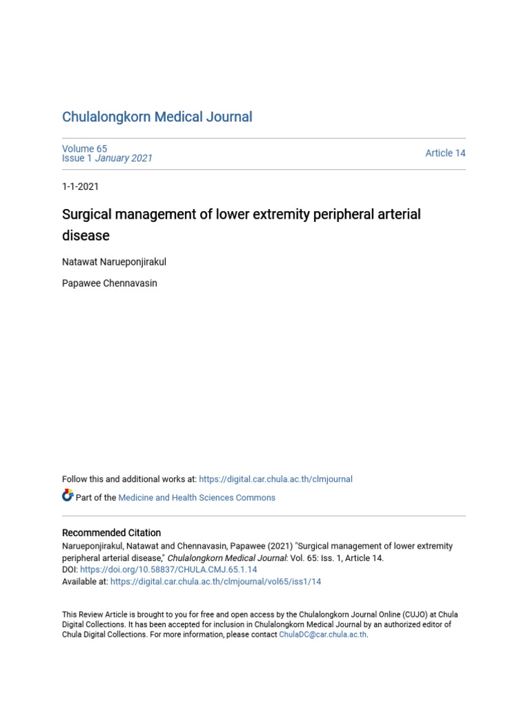 Surgical Management of Lower Extremity Peripheral Arterial Diseas | PDF ...