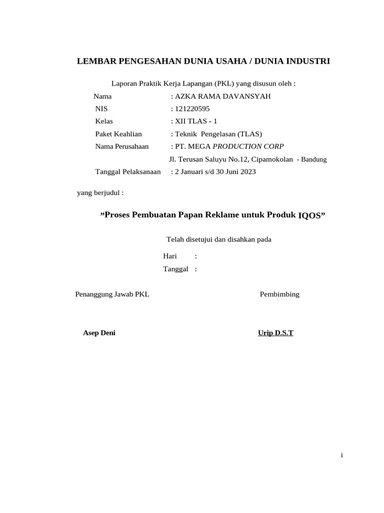 Aporan Engkap Azka (1) Jadi W | PDF