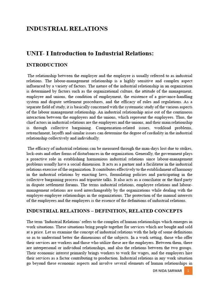 Understanding Industrial Relations Dynamics | PDF | Employment | System