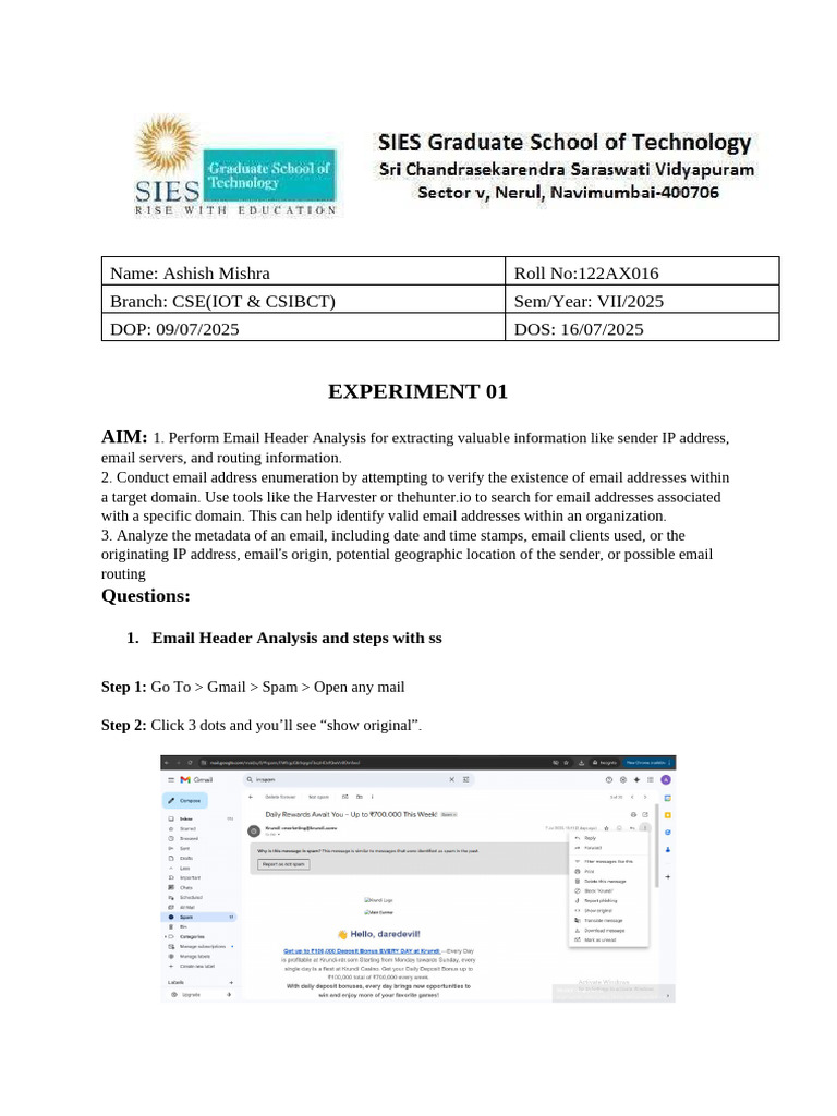 Email Header Analysis Techniques | PDF