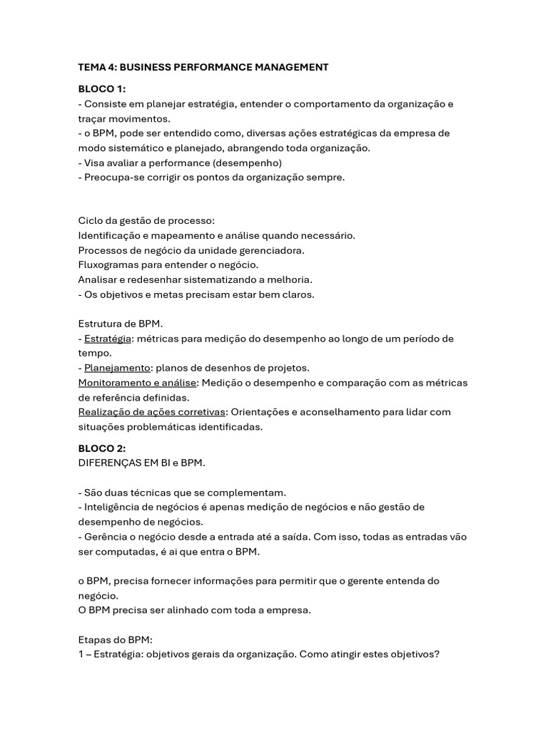 Gestão de Desempenho Empresarial BPM | PDF | Gestão de processos de ...