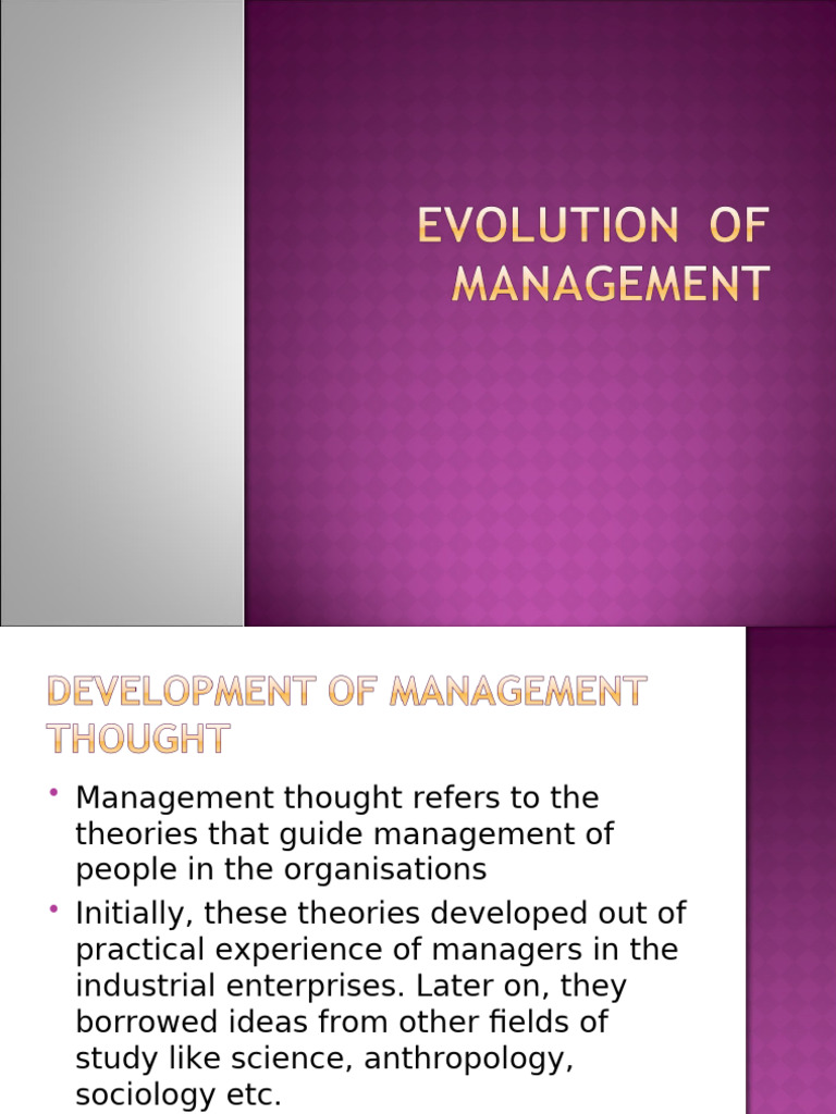 Evolution of Management | PDF | System | Sociology