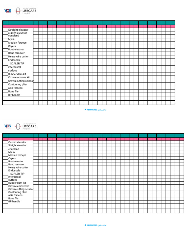 Daily CSSD Instrument Checklist | PDF