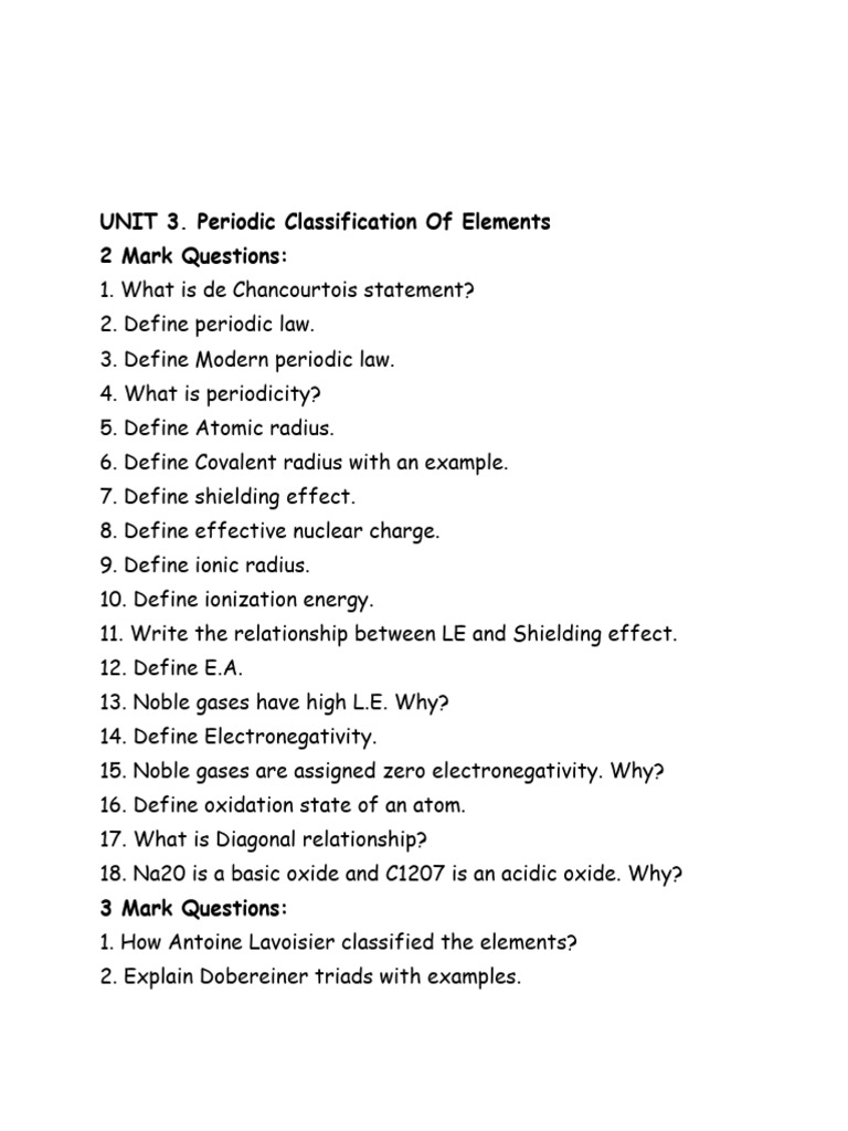 Unit 3 Chem SB 11-QB | PDF | Periodic Table | Ionic Bonding