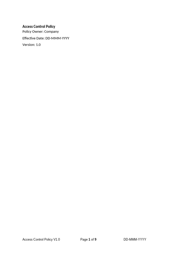 Access Control Policy Overview | PDF | Access Control | Password