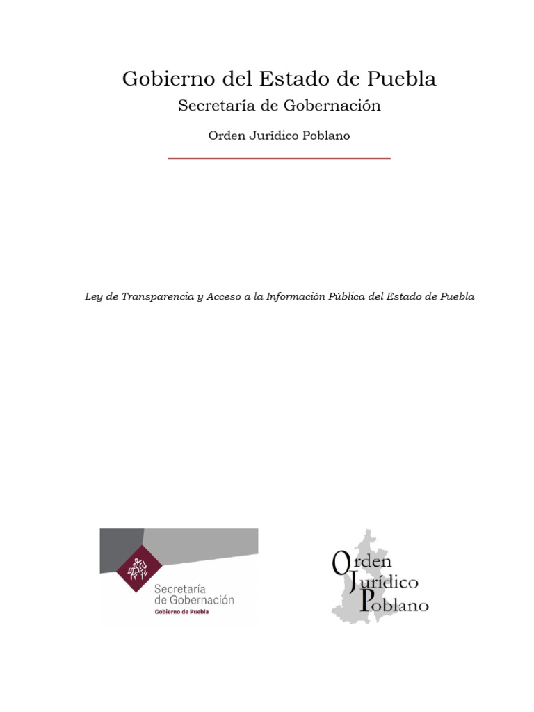 Ley de Transparencia en Puebla 2025 | PDF | Leyes de libertad de ...