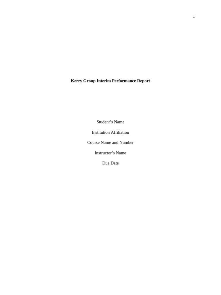 Kerry Group 2020 Interim Performance Report | PDF | Profit (Economics ...