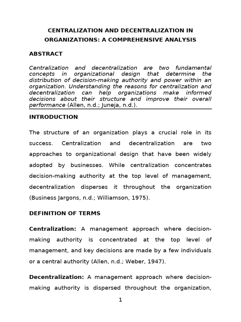 Balancing Centralization and Decentralization | PDF | Decentralization ...