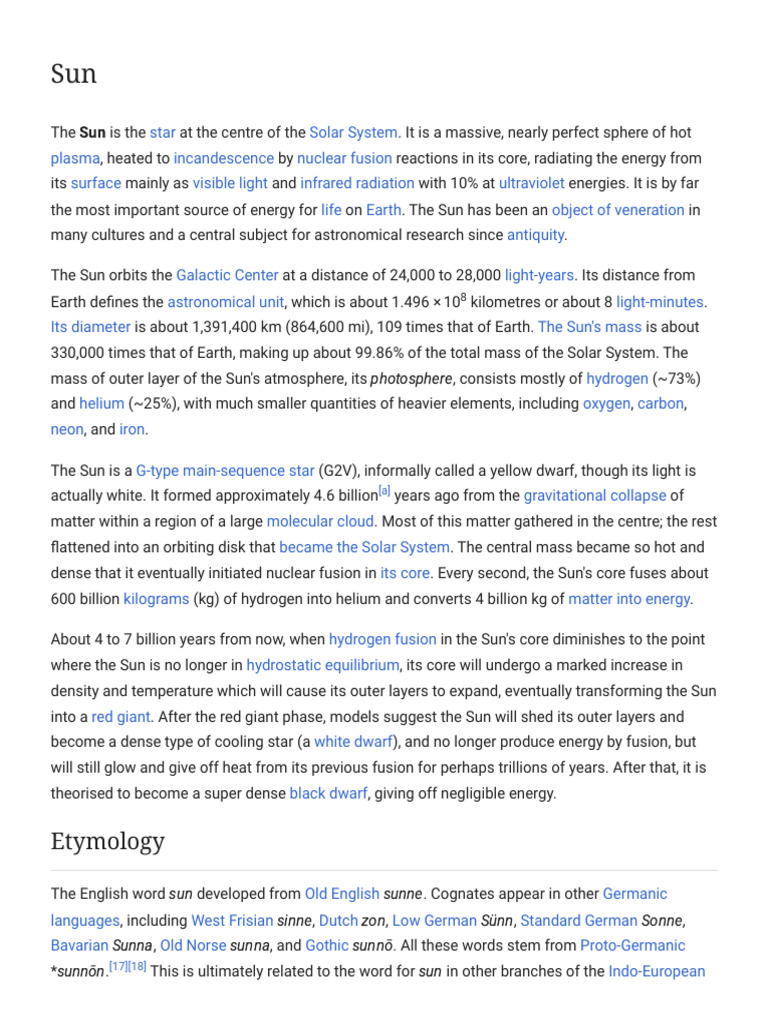 Sun - Wikipedia | PDF | Sun | Stars