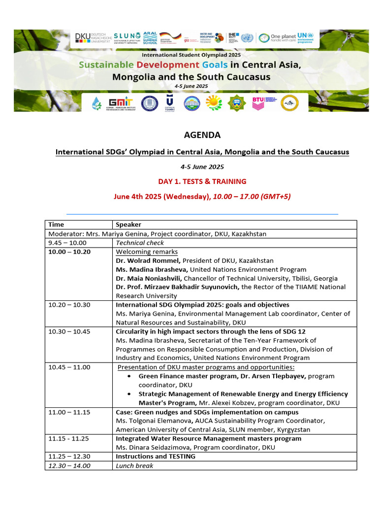 SDG Olympiad 2025 Agenda Overview | PDF | Economic Development ...