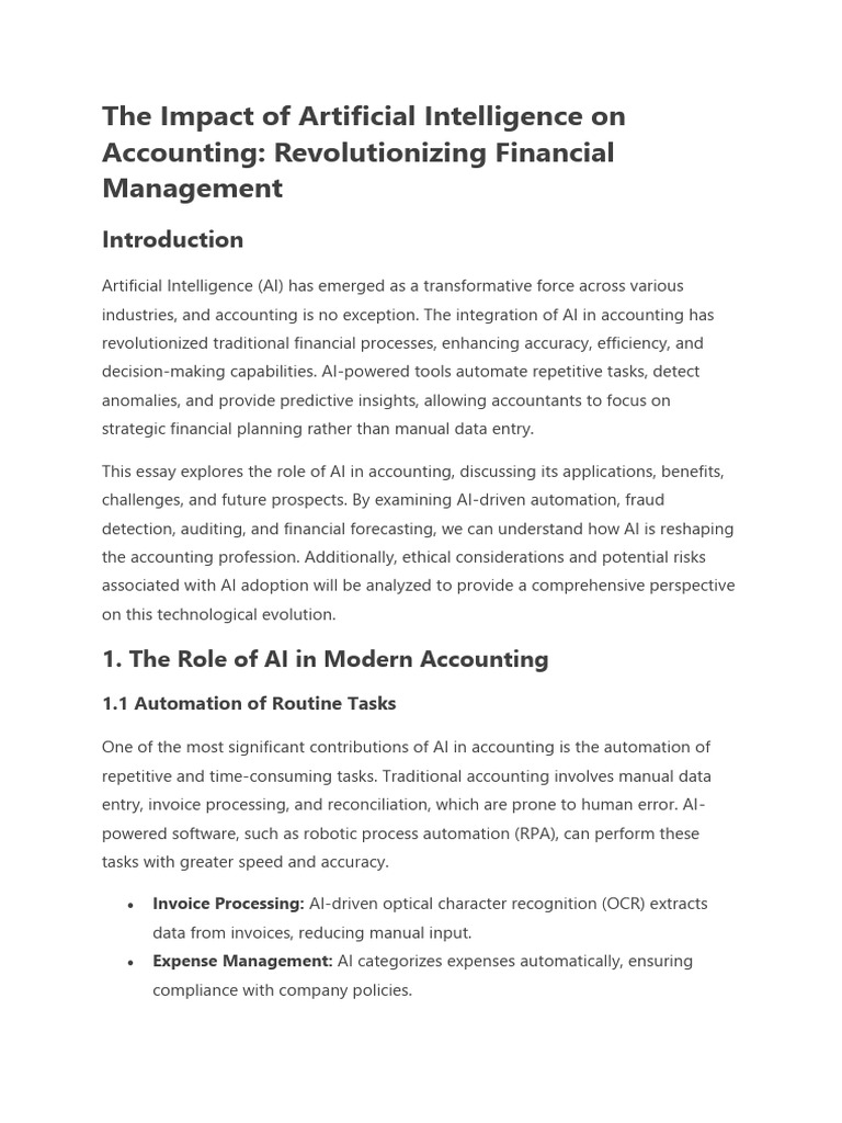 AI's Impact on Accounting Practices | PDF | Artificial Intelligence ...
