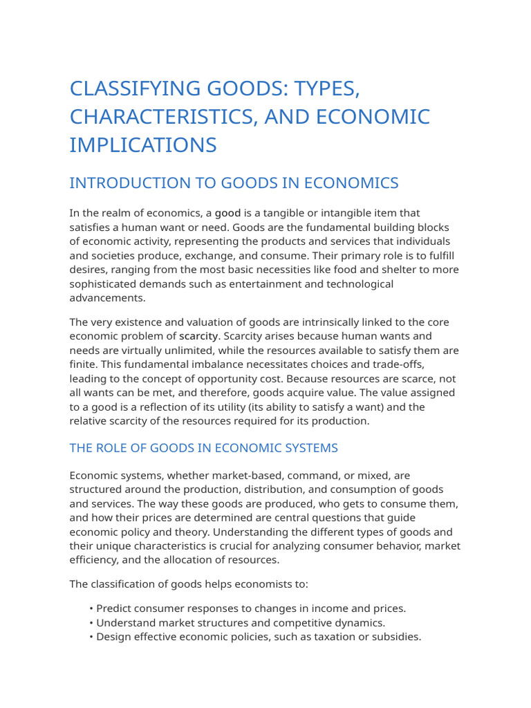 Types and Examples of Economic Goods | PDF | Goods | Luxury Goods