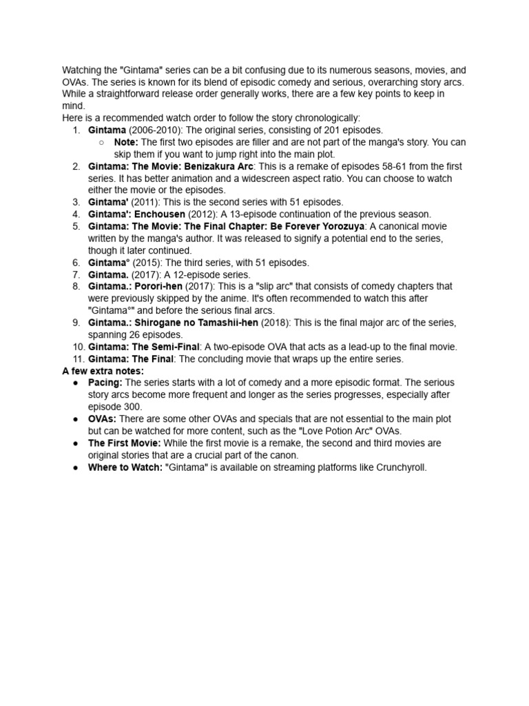 How To Watch Gintama in Order PDF