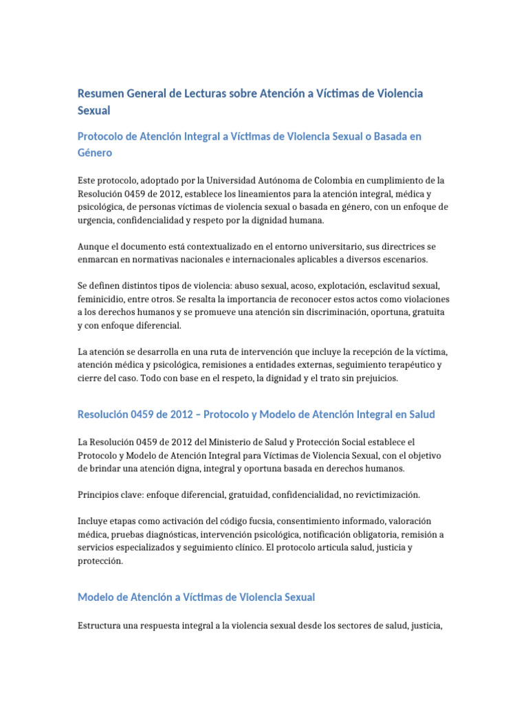 Protocolo Integral para Víctimas de Violencia Sexual | PDF | Violencia ...